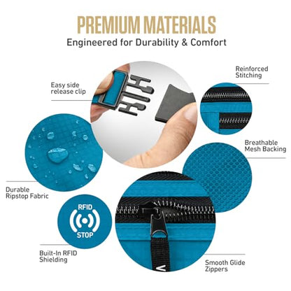 VENTURE 4TH Travel Money Belt, RFID Blocking Passport Holder - Blue - color: Blue