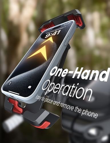 Bike Phone Holder [Avoid Glare] [Super Easy Install] Handlebar Phone Mount - color: Black Red With Sunshade (1 PC)