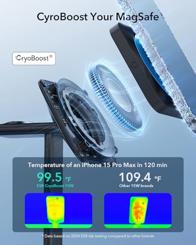 ESR 3 in 1 MagSafe Charger Stand with CryoBoost, Wireless Charging Stand - color: Black