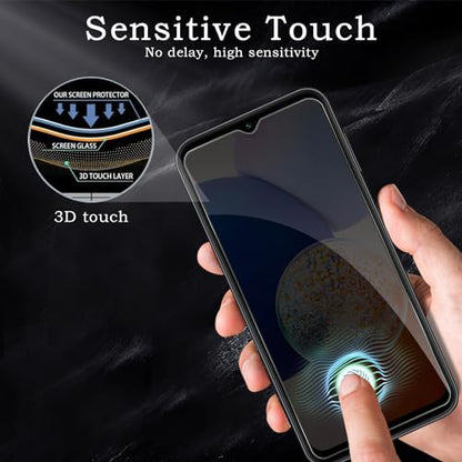 [2+2 Pack] Privacy Screen Protector for Samsung Galaxy A14 5G, Anti-Spy Shatterproof Tempered Glass with Camera Lens Tempered Glass 9H Hardness Bubble Free Anti-Glare Case Friendly