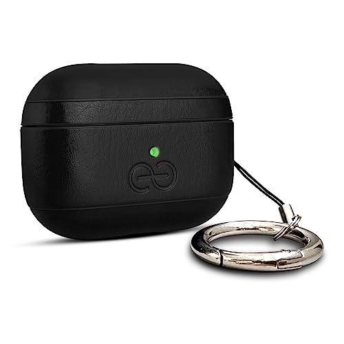 Dreem Om Case Cover with Keychain Clip Compatible with AirPods Pro 2/Pro, Protective One-Piece Hard Shell, Luxury Vegan Leather AirPod Pro Case 2nd/1st Generation with Separate Clip [Black] - color: Black, size: AirPods Pro 2