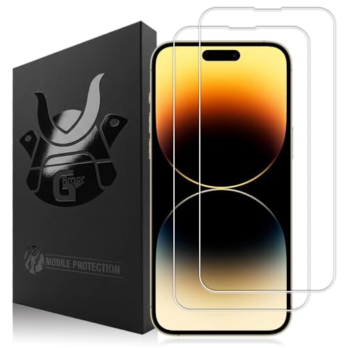 2 Pack Glass Screen Protector for iPhone 14 Pro | 9H Premium Tempered Glass, Lifetime Replacement, Ultra Clear, Scratch Resistant, Phone Case Compatible, Screen Saver - size: iPhone 14 Pro