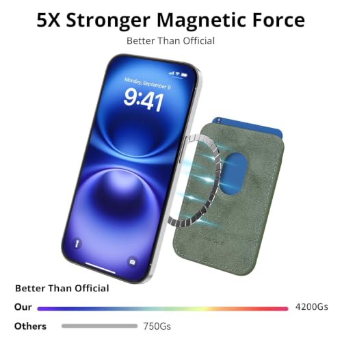 Magnetic Wallet Cell Phone Card Holder for Phone Case with Mag-Safe - color: Ash Green, size: 1 Pack