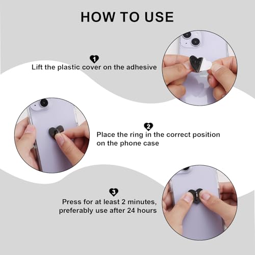 8pcs Heart Phone Charm Holder, 1inch Cell Phone Charm Hook - color: black, size: 2.5cm
