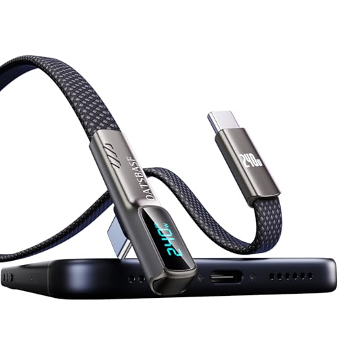 240W USB C to C Cable with LED Display, Right Angle Type-C Cable