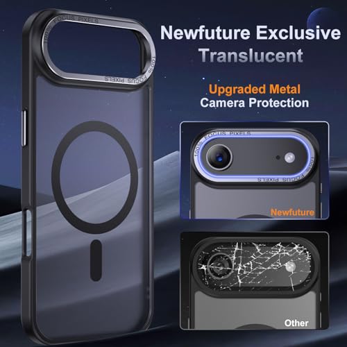 Newfuture Magnetic for iPhone Air Case Matte Shockproof, Black | Military Drop Protection, Slim Matte Anti-Fingerprint, Compatible with Magsafe, Camera Guard, Translucent Protective Cover - color: Black, size: iPhone Air 6.5 inch