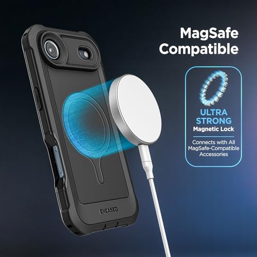 ENCASED for iPhone Air Case with Built-in Screen Protector, Compatible with MagSafe - Military Grade Protection with 360 Rugged Full-Body Coverage (Black) - size: iPhone Air
