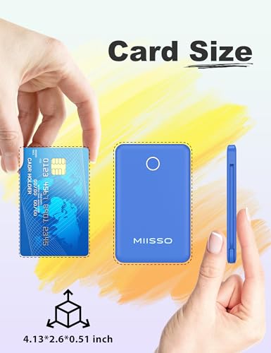 miisso 6000mah Ultra Slim Power Bank, Card Size, Deep Blue - color: Deep Blue