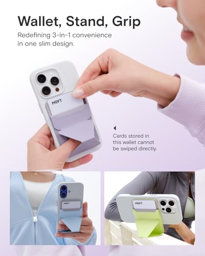 MOFT Magnetic Wallet Stand Compatible with iPhone 18/17/16/15/14/13 Series, Angle Adjustment Magsafe Compatible MOVAS Phone Stand - color: Soothing Mist, size: Standard