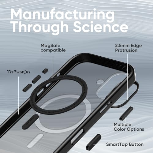 FLOLAB Surtect Tri-Fusion Magnetic for iPhone 17 Case Protective Slim Design Magsafe Compatible Military Grade - Full Black Translucent - color: Full Black Translucent, size: iPhone 17