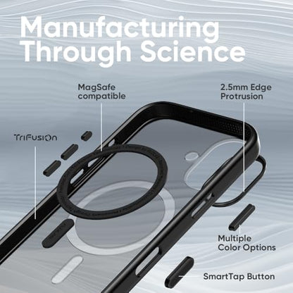 FLOLAB Surtect Tri-Fusion Magnetic for iPhone 17 Case Protective Slim Design Magsafe Compatible Military Grade - Full Black Translucent - color: Full Black Translucent, size: iPhone 17