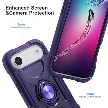 MARKILL Compatible with iPhone Air Case 6.5 Inch 2025 with 360 Degree Rotate Ring Stand, Military Grade Drop Protection Full Body Rugged Protective Case Kids - color: Deep Purple, size: iPhone Air 6.5"