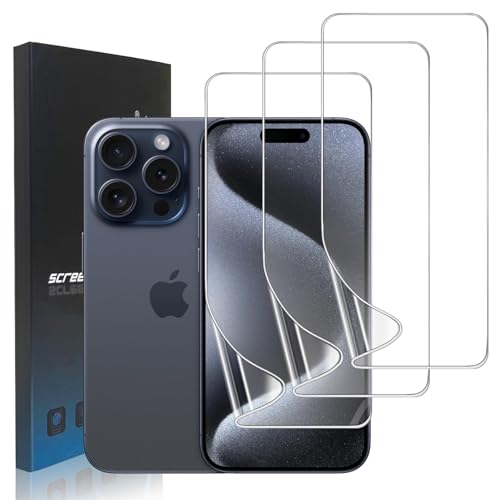 3 Pack for iPhone 15 Pro Screen Protector Flexible Soft - size: iPhone15 Pro