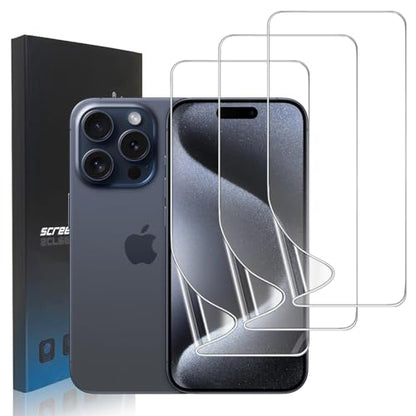 3 Pack for iPhone 15 Pro Screen Protector Flexible Soft - size: iPhone15 Pro