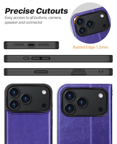 OCASE for iPhone 17 Pro Max Detachable Wallet Case with Card Holder, 2 in 1 PU Leather Flip Folio with RFID Blocking Stand Wrist Strap Shockproof Phone Cover 6.9 Inch 2025, Purple - color: Purple, size: iPhone 17 Pro Max