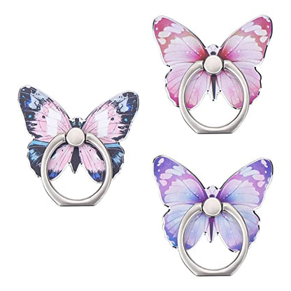 Cobee 3 Pcs Butterfly Cell Phone Ring Stand Holder, Cute Butterfly Painted