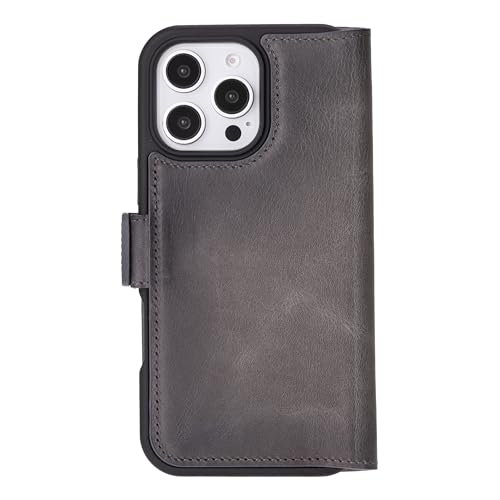 Bayelon Leather Wallet Case for iPhone 16 Pro Max 6.9", Flip Cover Card Holder, iPhone 16 Pro Max Wallet Case, Kickstand Folio Case, MagSafe Compatible Flip Cover, RFID Blocking (Smoked Black) - color: Smoked Black, size: iPhone 16 Pro Max