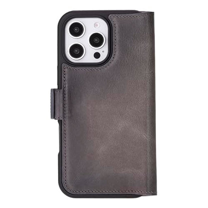Bayelon Leather Wallet Case for iPhone 16 Pro Max 6.9", Flip Cover Card Holder, iPhone 16 Pro Max Wallet Case, Kickstand Folio Case, MagSafe Compatible Flip Cover, RFID Blocking (Smoked Black) - color: Smoked Black, size: iPhone 16 Pro Max