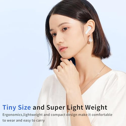 Two Pairs Wireless Earbuds, Dual Pair Headphones Ear Buds Bluetooth 5.5 with Noise Cancelling, LED Display Power in Ear Earphones Waterproof 120H Playtime for Laptop Pad Phones (White) - color: White