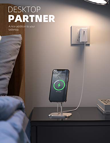 Lamicall Aluminum Phone Stand for Apple 25W MagSafe Charger - [Charger Not Included] 360° Rotation Adjustable Charging Holder Dock for Desk, for iPhone 18 Pro, Duo, 17, 16, 15, 14, 13 Max Duo Plus Air