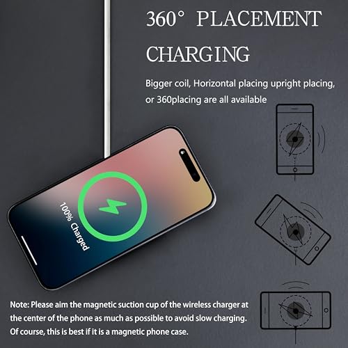Magnetic Wireless Charger for iPhone 15W Wireless Charger Fast Mag Safe Wireless Charging Stand Pad Compatible for iPhone 17/17 Pro/17 Pro Max/16/15/14/13/Pro with Wall Charger for AC Adapter, White - color: White with Adapter