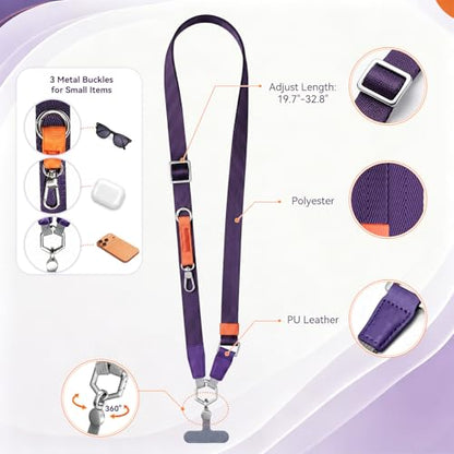 Phone Lanyard,Adjustable Anti-Theft Neck Strap,Purple - color: Purple