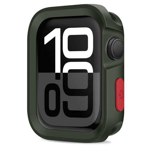 Amizee Rugged Case Compatible with Apple Watch Case Series 11/10 42mm, Soft TPU Shockproof Bumper Drop Proof Protective Cover Compatible with iWatch - Army Green - color: Army Green, size: 42 mm