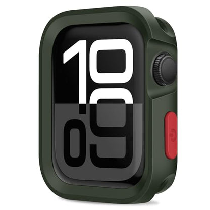 Amizee Rugged Case Compatible with Apple Watch Case Series 11/10 42mm, Soft TPU Shockproof Bumper Drop Proof Protective Cover Compatible with iWatch - Army Green - color: Army Green, size: 42 mm