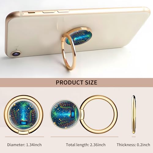 Cell Phone Ring Holder, Cute Metal Phone Grip Stand Finger Ring Kickstand, Flexible 360°Rotation Phone Tablet Case Accessories Compatible with Most Phones Forest Book Shelf - color: Forest Book Shelf