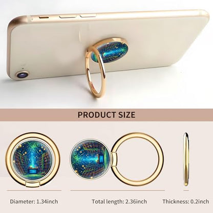Cell Phone Ring Holder, Cute Metal Phone Grip Stand Finger Ring Kickstand, Flexible 360°Rotation Phone Tablet Case Accessories Compatible with Most Phones Forest Book Shelf - color: Forest Book Shelf