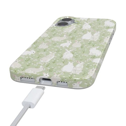 Casely iPhone 16 Case | Hop to it | Green Bunny | Compatible with MagSafe | Classic Ultra Thin Design - color: Hop to it | Green Bunny, size: Iphone 16