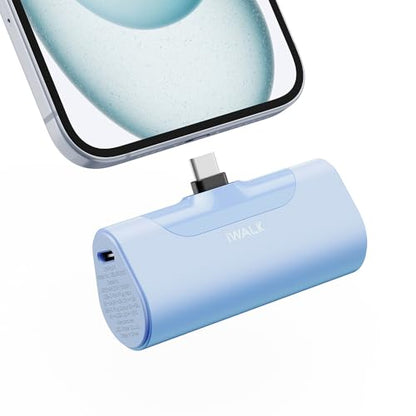 iWALK Portable Charger for iPhone 18/17/16/15 USB-C Small Power Bank 20W 4,500mAh Fast Charging Battery Pack Compatible with iPhone 15/16/17 Plus/18 Pro Max, Samsung Galaxy S25/S24/S23 Android - color: Baby Blue
