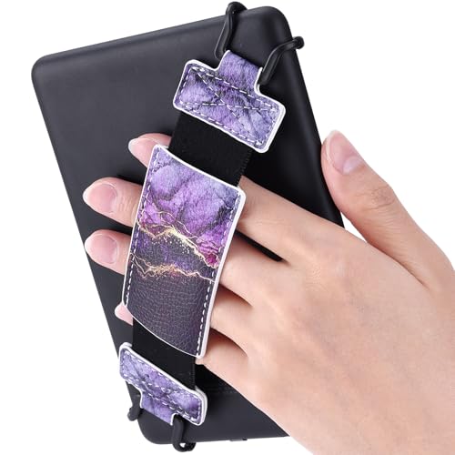 Secure Hand Strap for Kindle and Tablet - High Elasticity Finger Grip Holder Accessories for 6-8 Inches E-Book Tablet. - color: Purple Marble