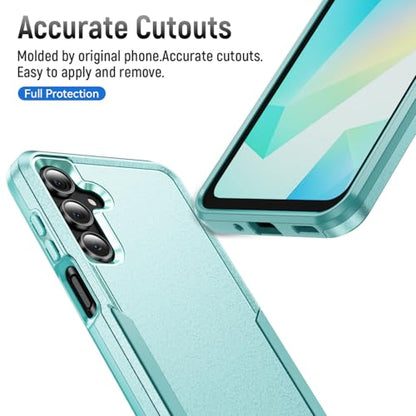Phone Case for Samsung Galaxy A17 5G Case, Samsung A17 5G Case with Tempered Glass Screen Protector, Soft TPU Hard Back Double Layer Phone Cover (Mint) - color: Mint