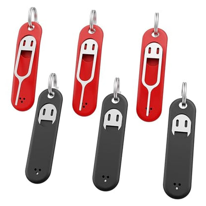 6Pcs SIM Card Removal Tool-Sim Card Tray Pin Eject Removal Tool Needle Opener Ejector,with Removable Key Chain (Color : Black Red)