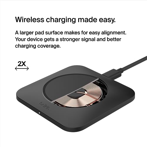 Belkin 15W Wireless Charging Pad, Compact Qi Charger for iPhone, Galaxy