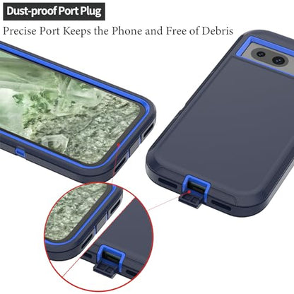 Compatible with Google Pixel 8A Case, with Belt Clip Holster Heavy Duty Rugged Shockproof Full Body Protection Kickstand Phone case for Google Pixel 8A 5G (Blue) - color: Blue