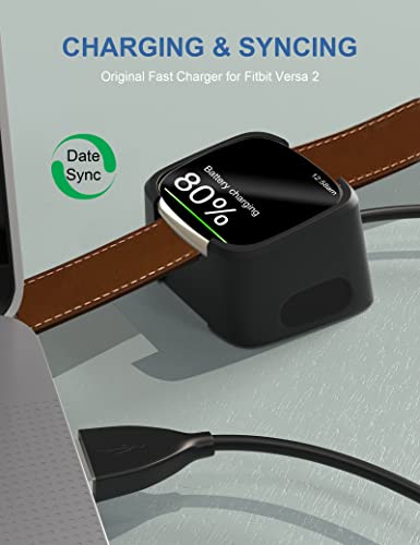 3.3Ft USB Charger Compatible with Fitbit Versa 2 Charger Dock Anti-Slip Replacement Smartwatch Charging Cable Stand(not for Fitbit Versa/Versa Lite)