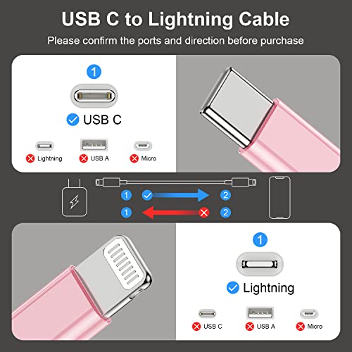 2Pack for iPhone14/13/12 Fast Charger Cable Pink 6ft[Apple MFi Certified] - color: Pink, size: 6 feet