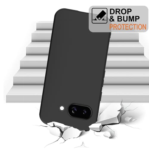 TENOC Phone Case for Google Pixel 9a, Black Case Anti-Fingerprint Protective Bumper Matte Cover for 6.3 Inch