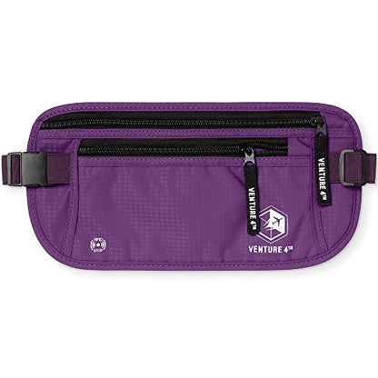 VENTURE 4TH Travel Money Belt, RFID Blocking Passport Holder - Purple - color: Purple