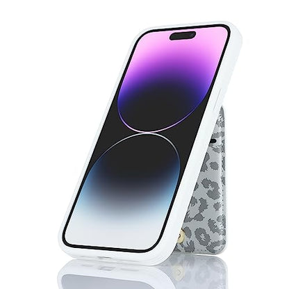 iCoverCase Wallet Case for iPhone 13 Pro Max/12 Pro Max Compatible with MagSafe, Magnetic Detachable Card Slots Holder PU Leather Kickstand Wireless Charging Case 6.7 Inch (White Leopard) - color: White Leopard