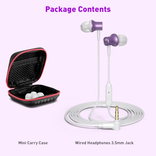 Wired Earbuds 3.5mm Headphones with Mic for Laptop PC Chromebook,Purple - color: Purple