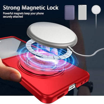 Magnetic Case for Samsung Galaxy Z Flip 7, [Compatible with MagSafe] Shockproof Slim fit Samsung Z Flip 7 Phone Case with Magnetic Ring Kickstand, Red - color: Red, size: Samsung Galaxy Z Flip 7