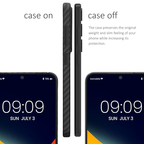 kalibri Aramid Fiber Case Compatible with Samsung Galaxy S25 - Case Super Slim Strong Protective Phone Cover - Black Matte - size: Galaxy S25