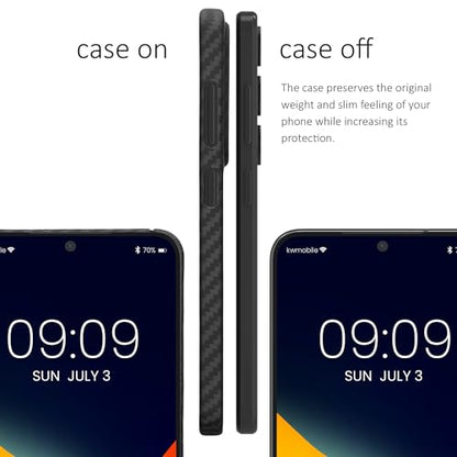 kalibri Aramid Fiber Case Compatible with Samsung Galaxy S25 - Case Super Slim Strong Protective Phone Cover - Black Matte - size: Galaxy S25