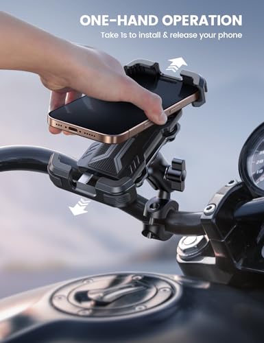 Lamicall Motorcycle Phone Mount Holder with Dual Vibration Dampener - color: Black
