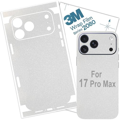 for iPhone 17 PRO MAX Skin Wrap 3M Film (2 Pack) Protective for Sides and Back (White Sparkle) - color: White Sparkle