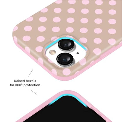 VELVET CAVIAR for iPhone 15 Case - Compatible with MagSafe - 10ft Drop Tested - Brown Sugar Polka Dot - color: Brown Sugar Polka Dot, size: 15