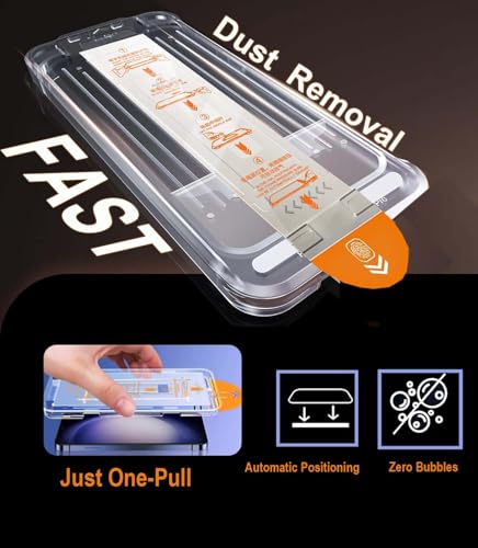 2 Pack for Samsung Galaxy S24 Tempered Glass Screen Protector, Auto-Alignment Installation Frame for Bubble Free & Automatic dust Removal,Fingerprint Unlock,9H Military Grade, HD Clear